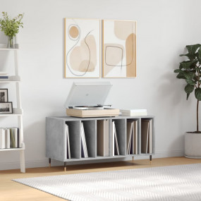 Record Cabinet Concrete Grey Engineered Wood, Iron