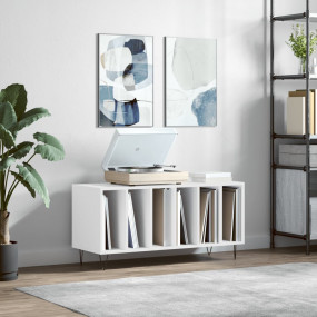 Record Cabinet White Engineered wood with iron feet Med...