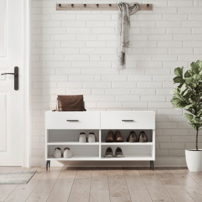 Shoe Bench High gloss white Engineered wood, iron Mediu...