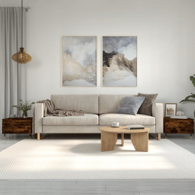 Coffee Table Set of 2 Smoked Oak Engineered wood, metal...