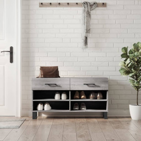 Shoe Bench Gray sonoma Engineered wood 40.2 in Shoe Ben...