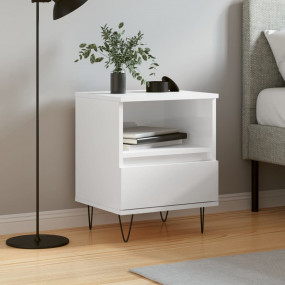 Bedside Cabinet High gloss white Engineered wood, metal...