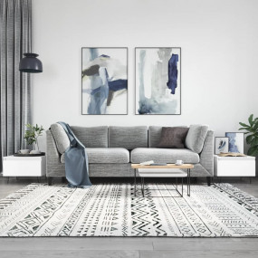 Coffee Table Set of 2 White Engineered wood, metal
