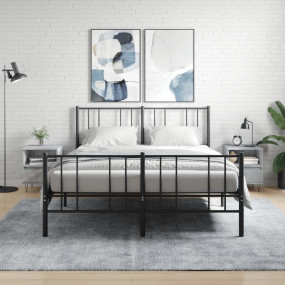 Bedside Cabinet Set of 2 Concrete Grey Engineered Wood ...