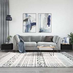 Coffee Table Set of 2 Black Engineered wood Medium Coff...