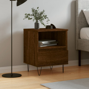 Bedside Cabinet Brown Oak Engineered wood, Metal Medium