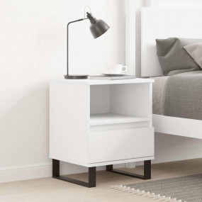 Bedside Cabinet White Engineered wood, Metal 16.5x13.8x...