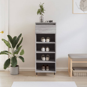 Shoe Cabinet Gray Sonoma Engineered Wood, Metal Medium