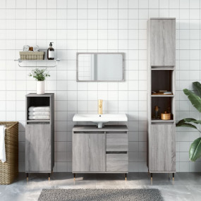 Bathroom Cabinet Grey Sonoma Engineered wood, iron Tall
