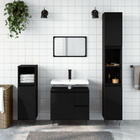 Bathroom Cabinet Black Engineered wood Tall Bathroom Ca...