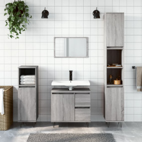 Bathroom Cabinet Gray Sonoma Engineered Wood, Iron Tall