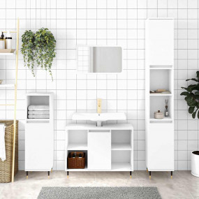 Bathroom Cabinet White Engineered Wood 11.8 in x 11.8 i...