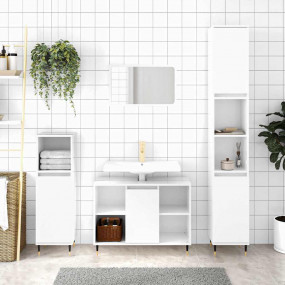 Bathroom Cabinet High gloss white Engineered wood, iron...