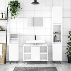 Bathroom Cabinet High gloss white Engineered wood, iron