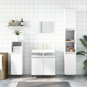 Bathroom Cabinet White Engineered wood and iron Medium