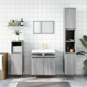Bathroom Cabinet Grey Sonoma Engineered Wood, Iron Medi...