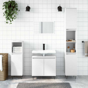 Bathroom Cabinet White Engineered wood, Iron Medium
