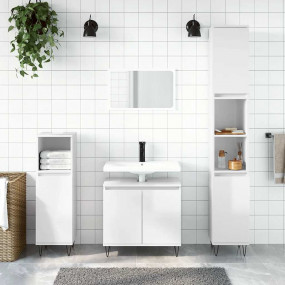 Bathroom Cabinet High gloss white Engineered wood, iron...