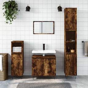 Bathroom Cabinet Smoked oak Engineered wood, iron