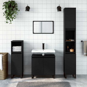 Bathroom Cabinet Black Engineered wood, iron Medium-siz...
