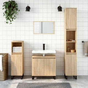 Bathroom Cabinet Sonoma Oak Engineered Wood, Iron Mediu...