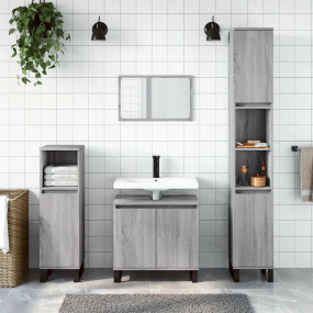 Bathroom Cabinet Gray Sonoma Engineered Wood, Iron Medi...