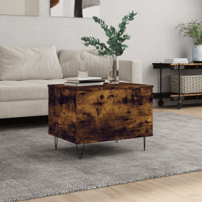 Coffee Table Smoked Oak Engineered Wood and Metal Mediu...