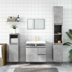 Bathroom Cabinet Concrete Gray Engineered Wood, Iron Co...
