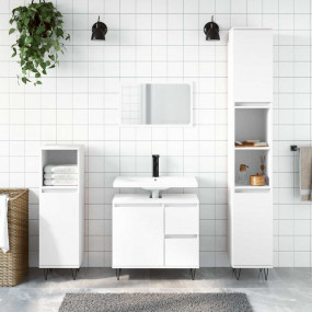 Bathroom Cabinet White Engineered wood, iron Medium