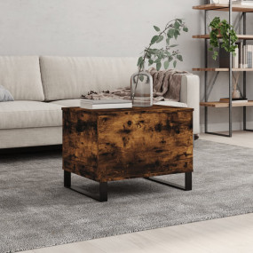 Coffee Table Smoked Oak Engineered Wood, Metal Medium S...