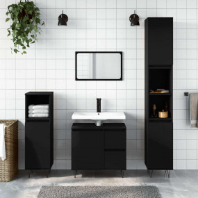 Bathroom Cabinet Black Engineered wood, iron Medium