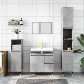 Bathroom Cabinet Concrete grey Engineered wood, iron Me...