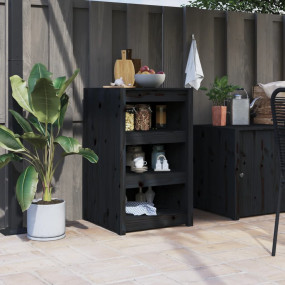 Outdoor Kitchen Cabinet Black Solid pine wood