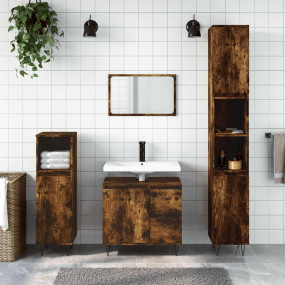 Bathroom Cabinet Smoked Oak Engineered Wood Medium