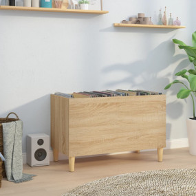 Record Cabinet Sonoma oak Engineered wood, Solid eucaly...