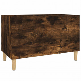 Record Cabinet Smoked Oak Engineered Wood, Solid Eucaly...
