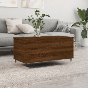 Coffee Table Brown Oak Engineered Wood, Metal Standard