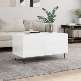 Coffee Table High gloss white Engineered wood and metal...