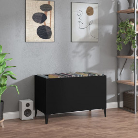 Record Cabinet Black Engineered Wood, Metal 29.3 x 15.0...