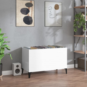 Record Cabinet High-gloss white Engineered wood, metal ...