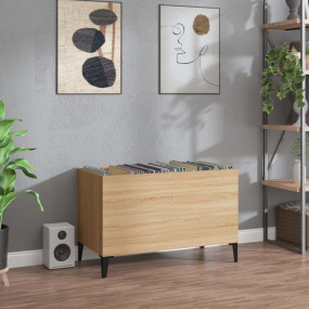 Record Cabinet Sonoma Oak Engineered Wood, Metal Medium