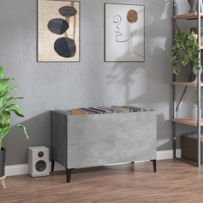Record Cabinet Concrete Grey Engineered Wood Medium