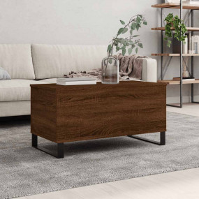 Coffee Table Brown Oak Engineered Wood, Metal