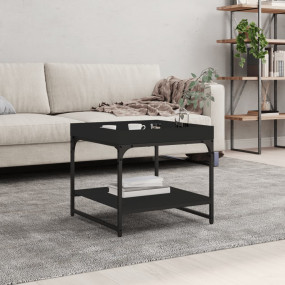 Coffee Table Black Engineered Wood, Iron Medium Coffee ...
