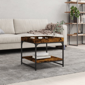Coffee Table Smoked Oak Engineered Wood and Iron Medium