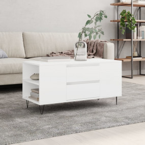 Coffee Table White Engineered wood, metal Medium Coffee...