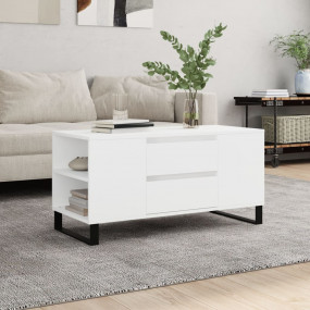 Coffee Table White Engineered wood and metal 40.2 x 17....