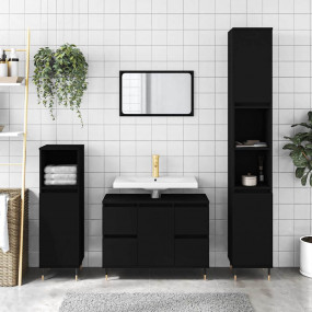 Bathroom Cabinet Black Engineered wood Medium Bathroom ...