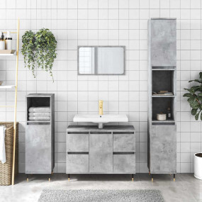 Bathroom Cabinet Concrete Grey Engineered Wood, Iron Me...