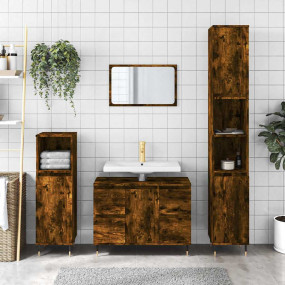 Bathroom Cabinet Smoked Oak Engineered Wood 31.5 x 13.0...